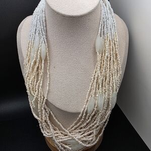 Chic Multi-Strand Cream and White Necklace (1553)